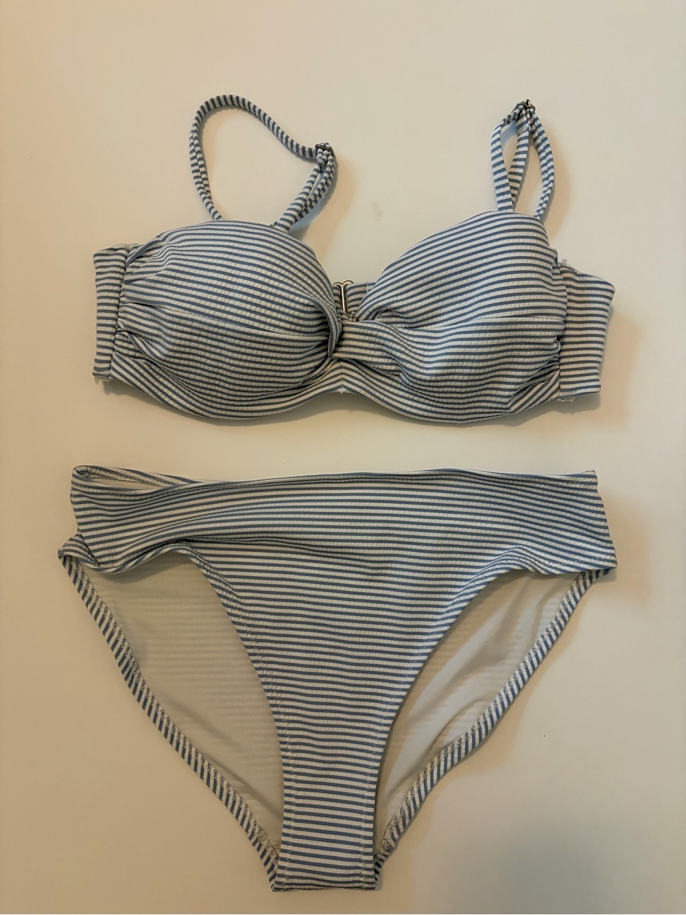 H&M Blue and White Striped Bikini Set
